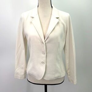 UEC Leggiardo white fitted textured blazer 3-button